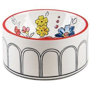 Molly Hatch Peony Floral Ceramic Dog Bowl 6" NEW